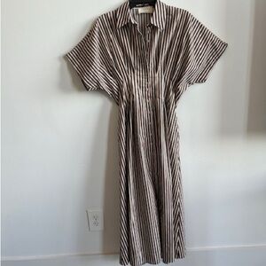 Anthropologie Brown and White Striped Dress